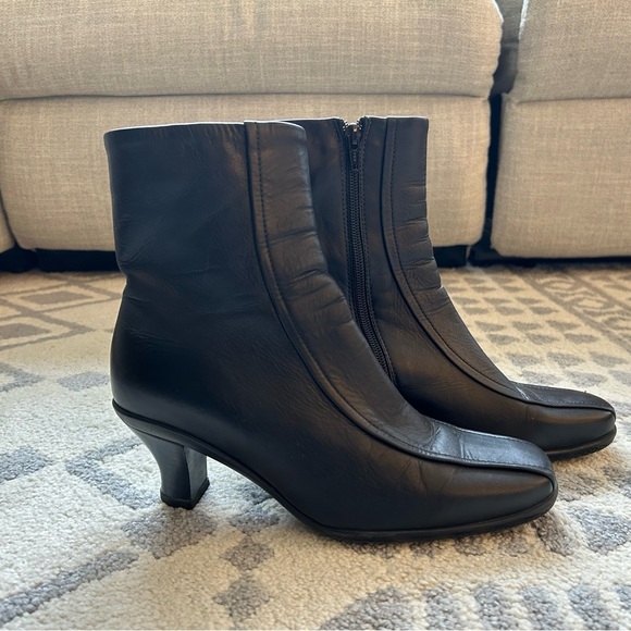 Black Leather Ankle Boots - Picture 2 of 5